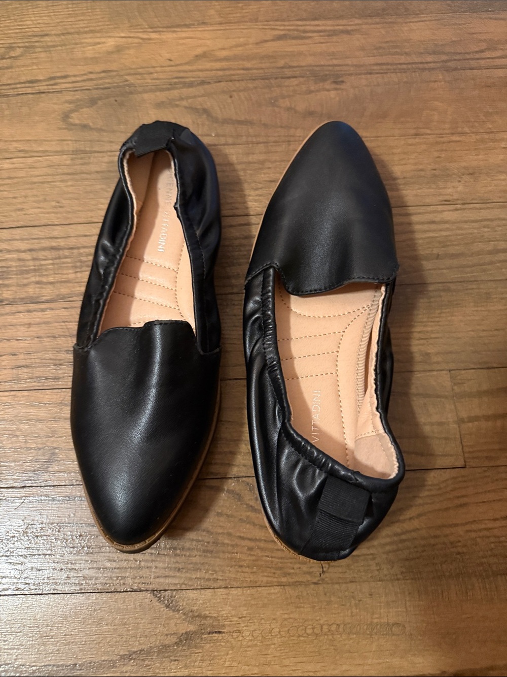 Adrienne Vittadini Black Pointed Slip-On Flats - Comfortable Loafers Womens